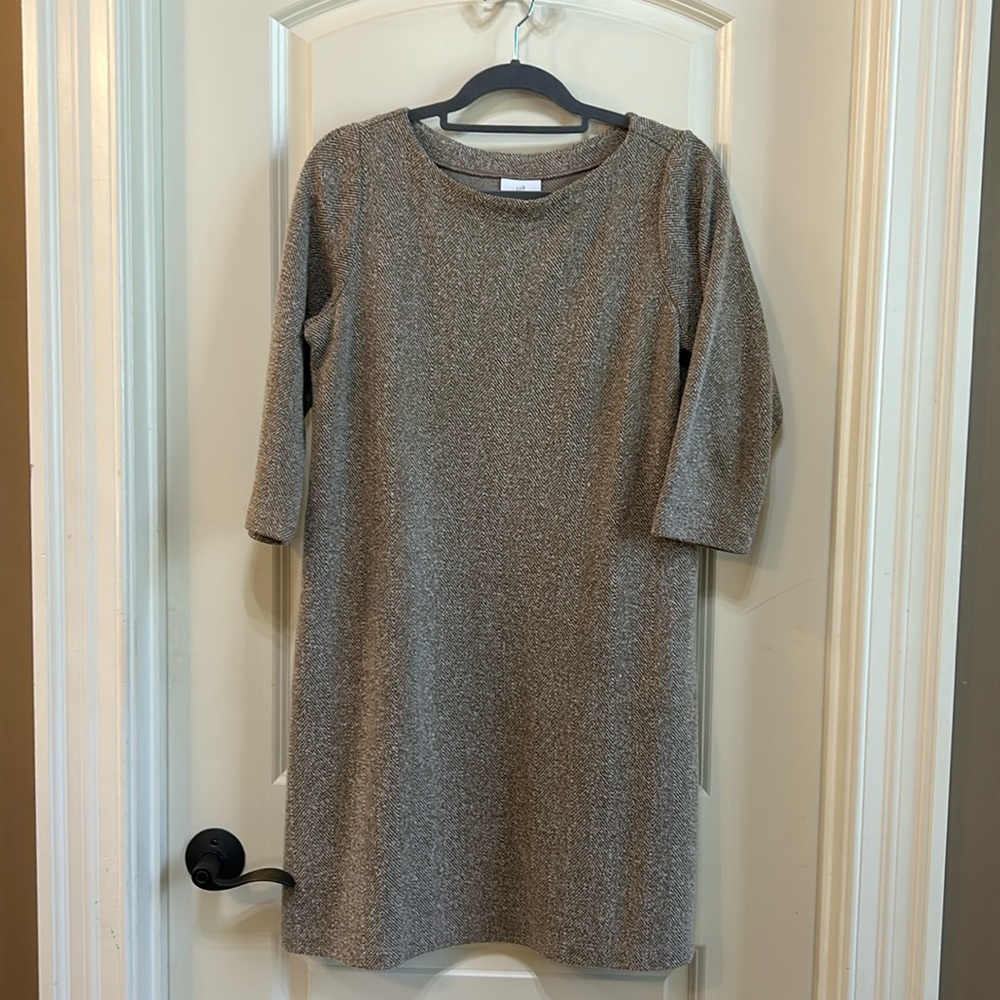 Brown and cream herringbone dress from J. Jill size small.